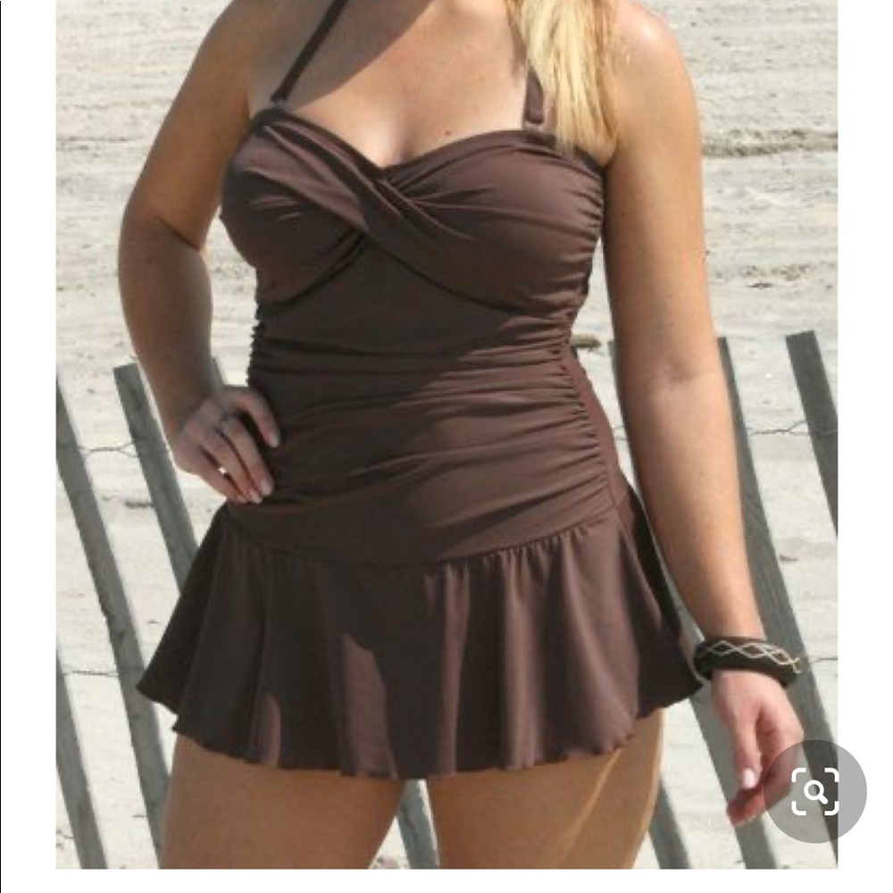 Always For Me chocolate brown swim dress